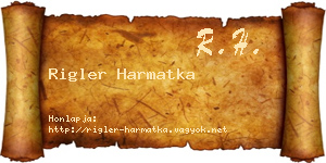 Rigler Harmatka névjegykártya